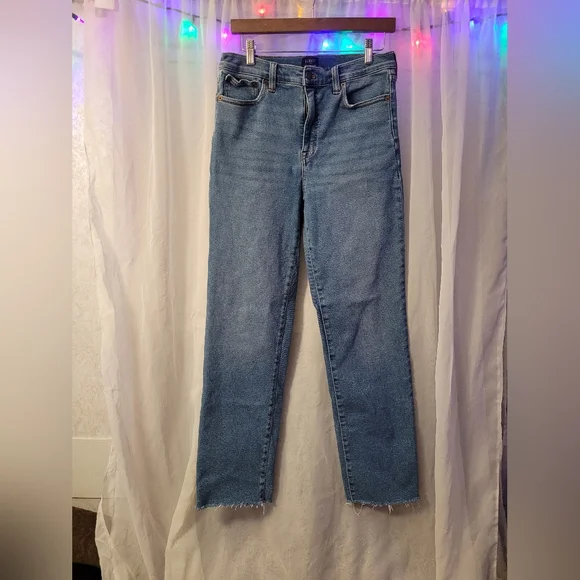 J. Crew Stretch Denim Jeans Womens Size 29 Tall Stovepipe Raw Hem 30" Inseam - Picture 2 of 9